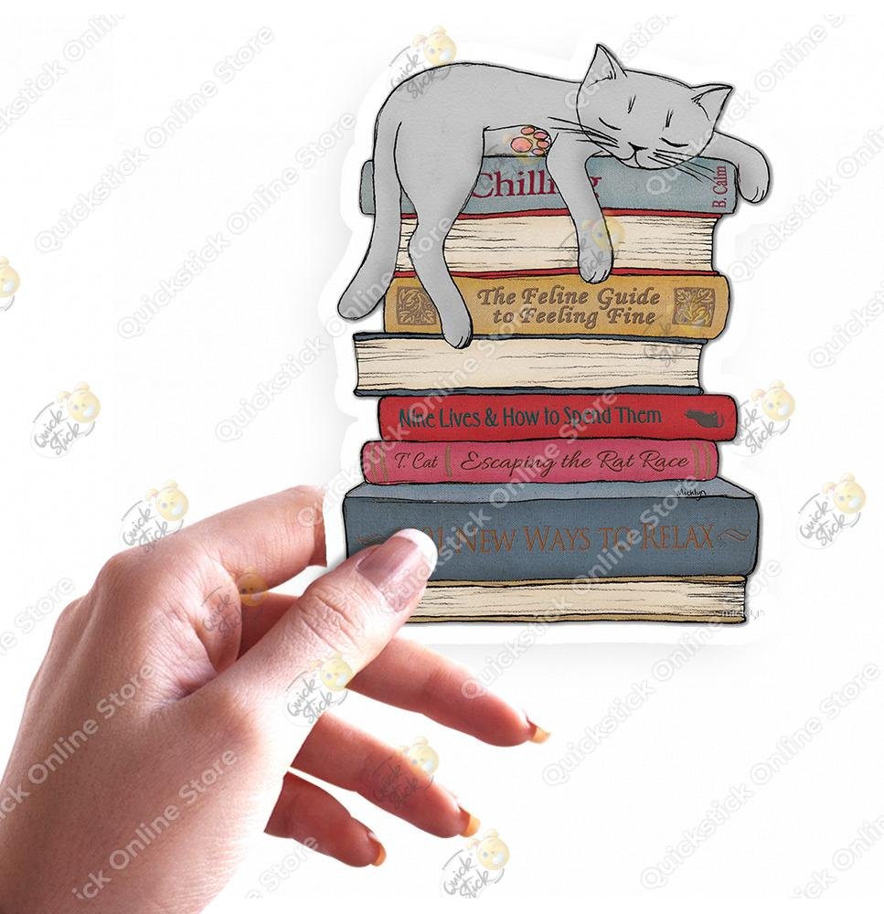 126 Cat on books - Image 1