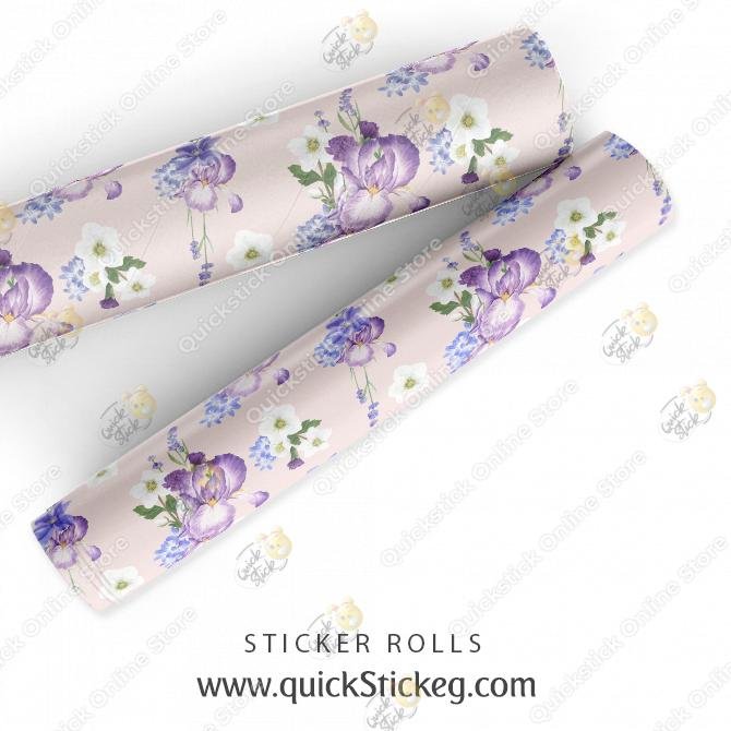 21 purple flowers Sticker Roll - Image 1