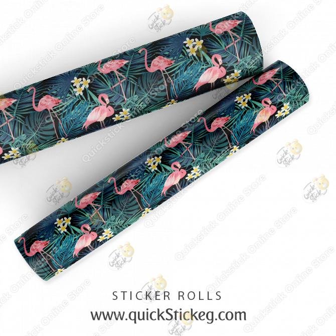 25 Flamingo Pattern Sticker Roll - Image 1
