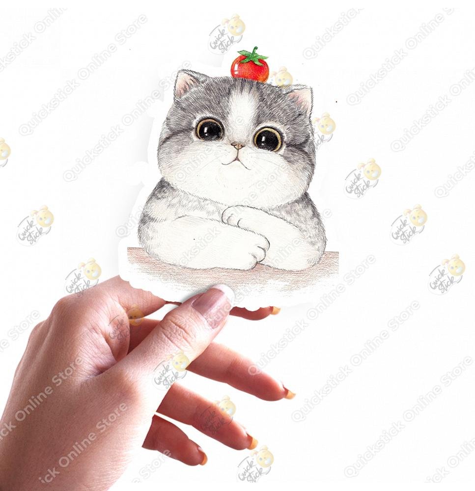 209 cute cat with tomato - الصورة 1