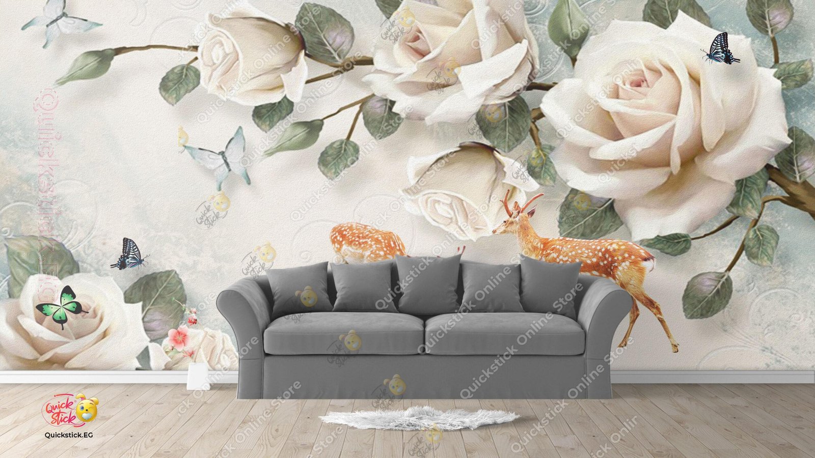 3D Deer and roses 3D Deer and roses - الصورة 1