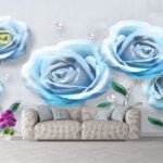 3D blue roses