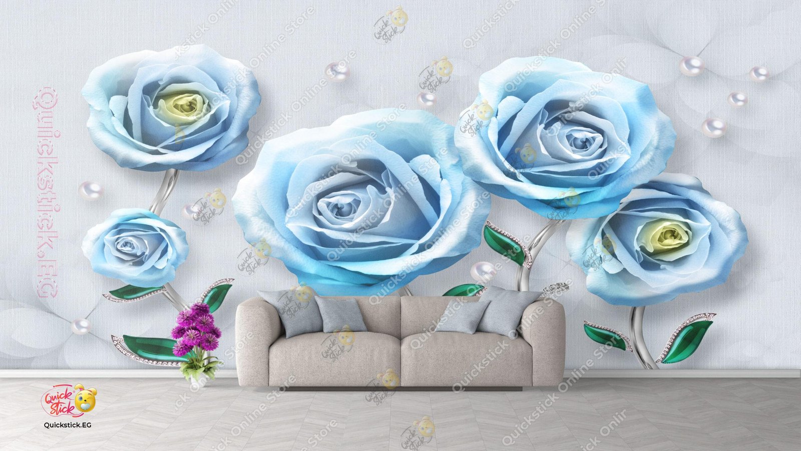 3D blue roses 3D blue roses - الصورة 1