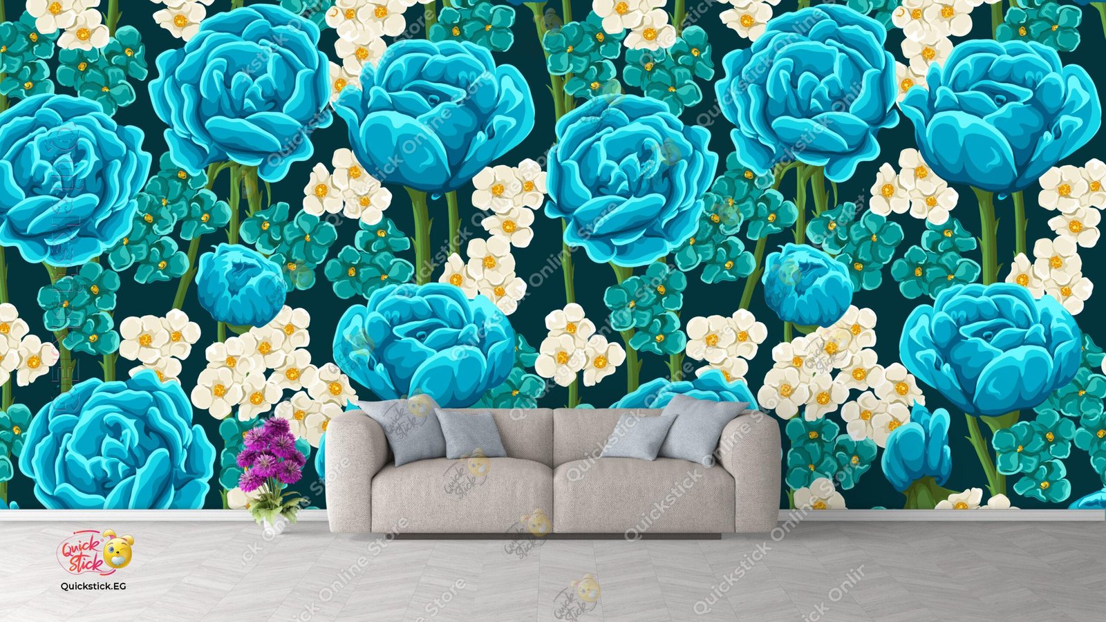 Beautiful flower seamless patterns retro Beautiful Rosa Azul Wallpaper - الصورة 1
