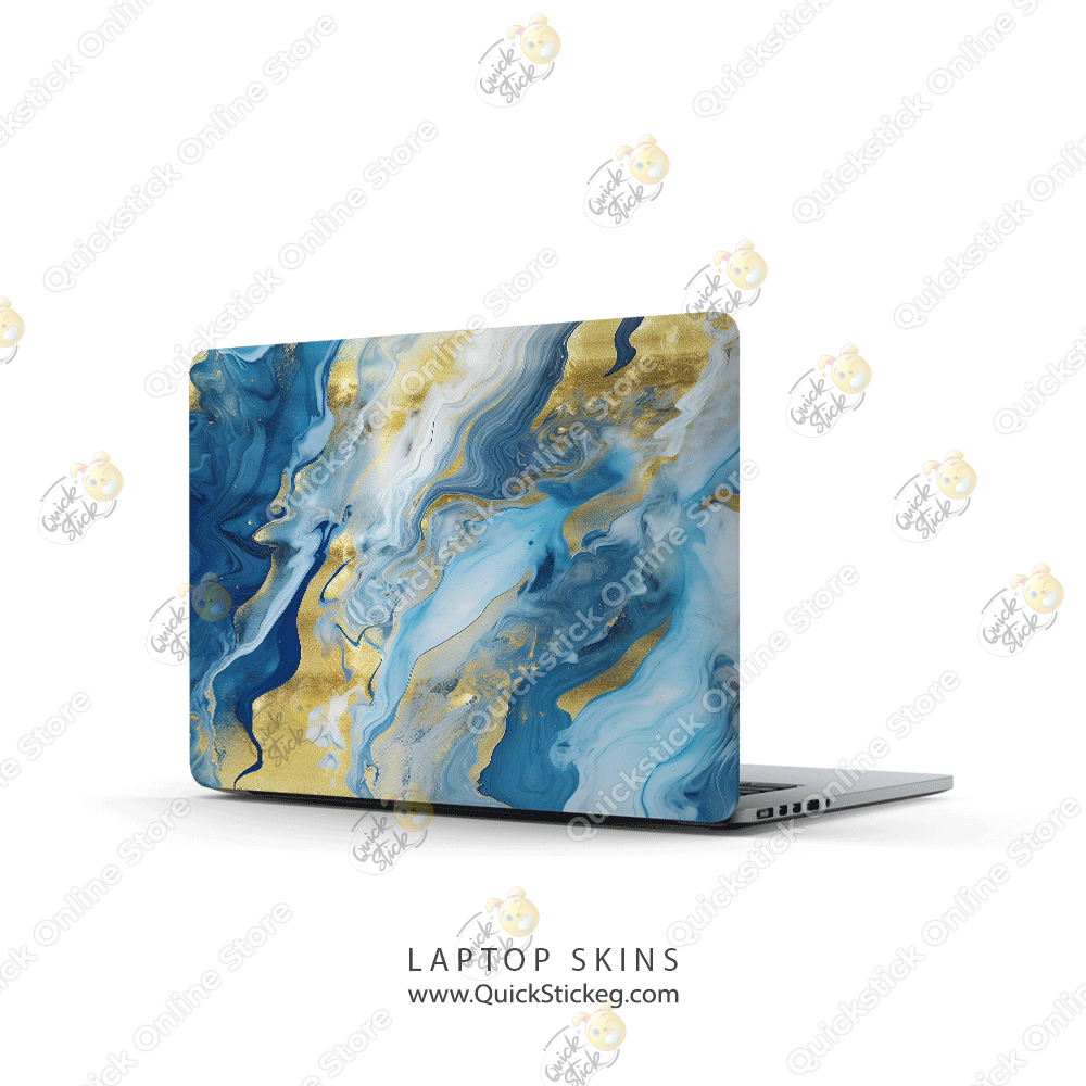 10 Gold Blue Marbles - Image 1
