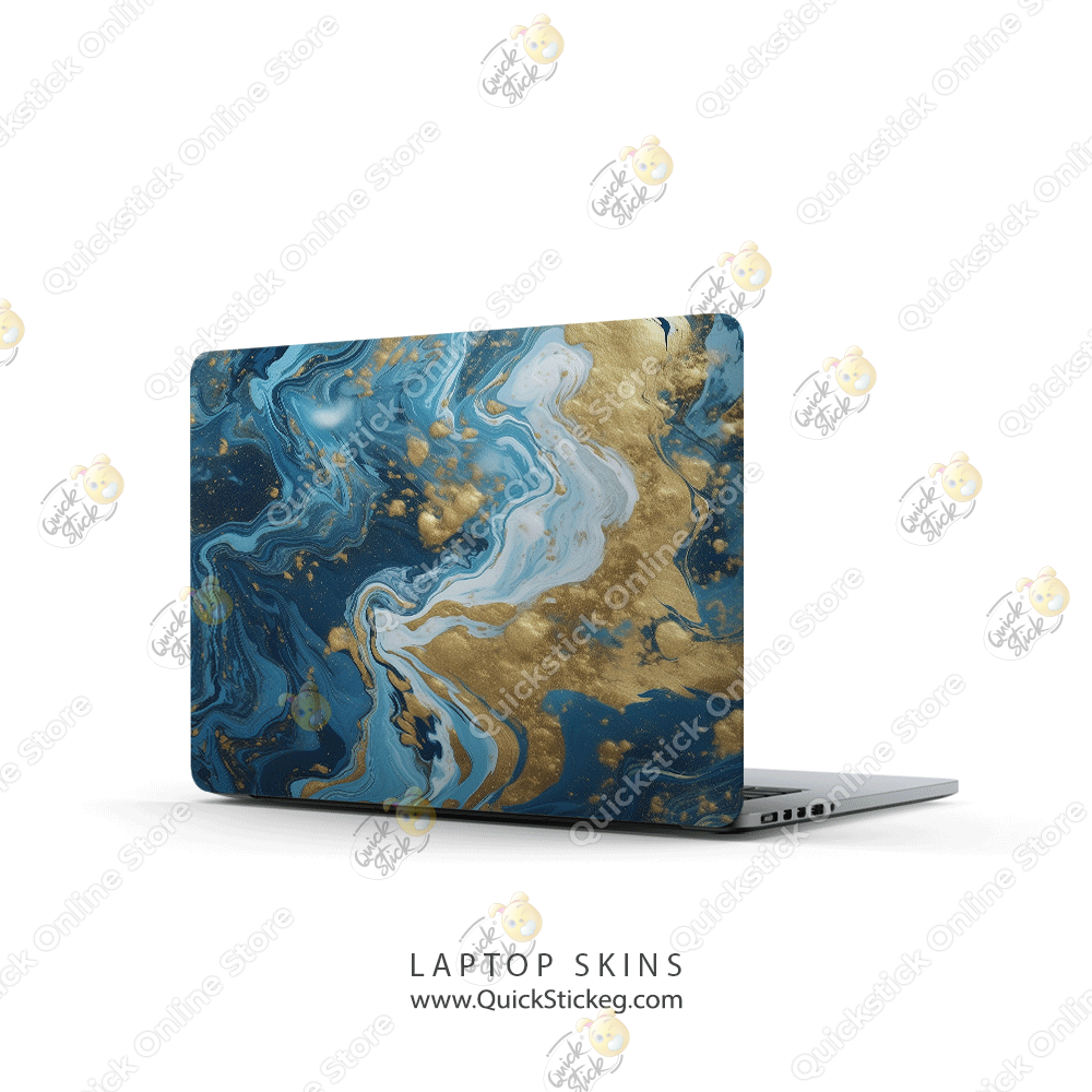 12 Gold Blue Marbles - الصورة 1