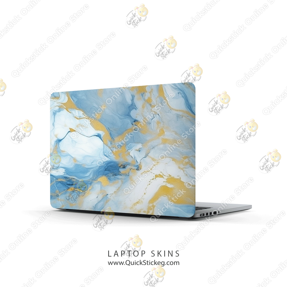 3 Gold Blue Marbles - Image 1