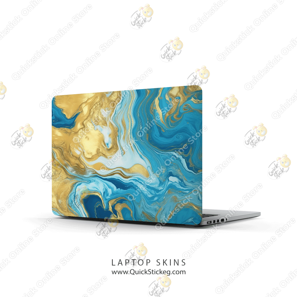 4 Gold Blue Marbles - Image 1