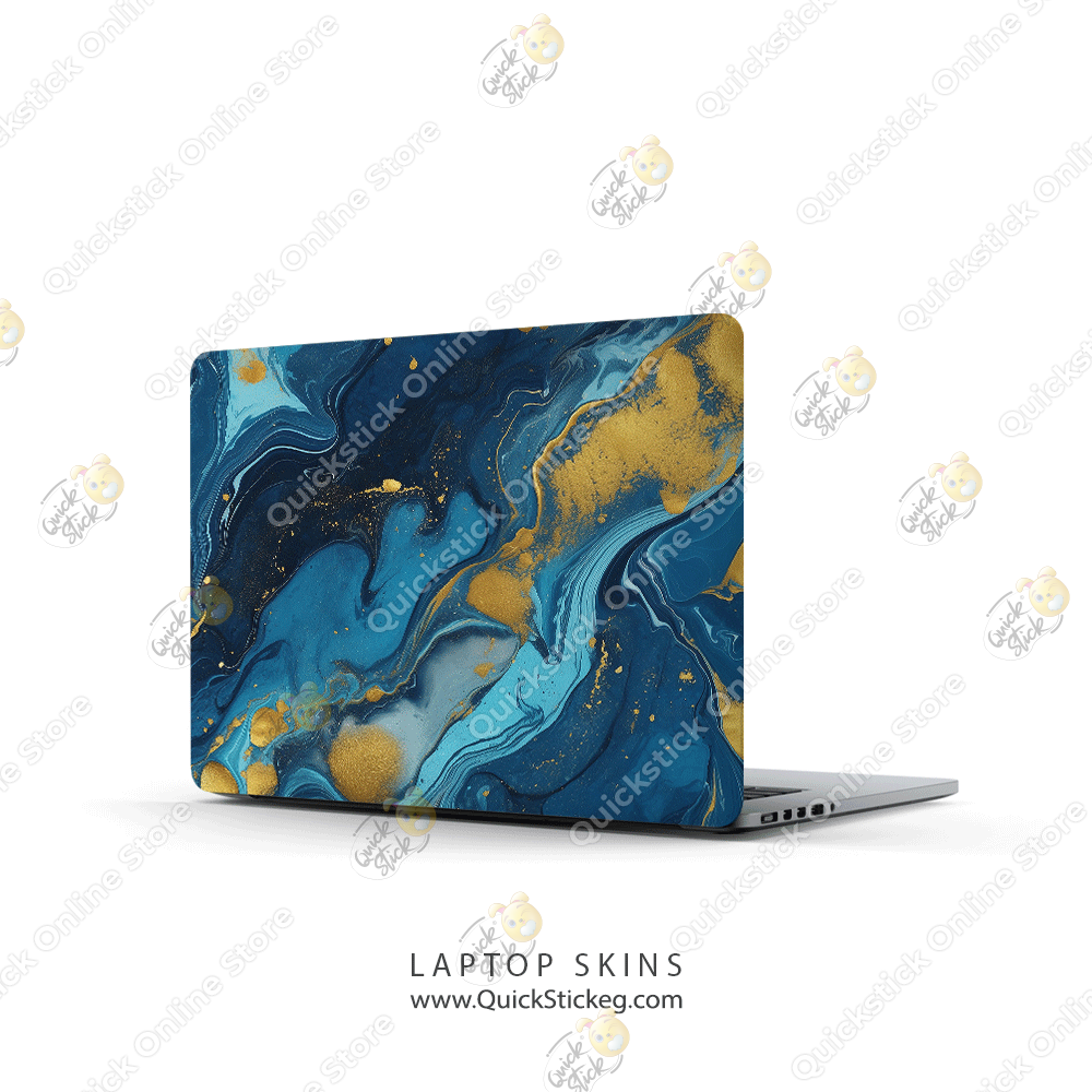 6 Gold Blue Marbles - Image 1