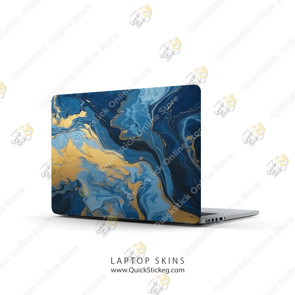 7 Gold Blue Marbles - Image 1