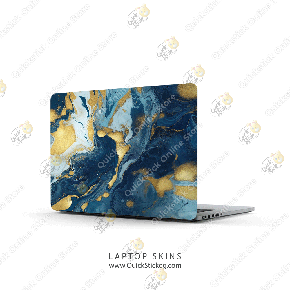 8 Gold Blue Marbles - الصورة 1