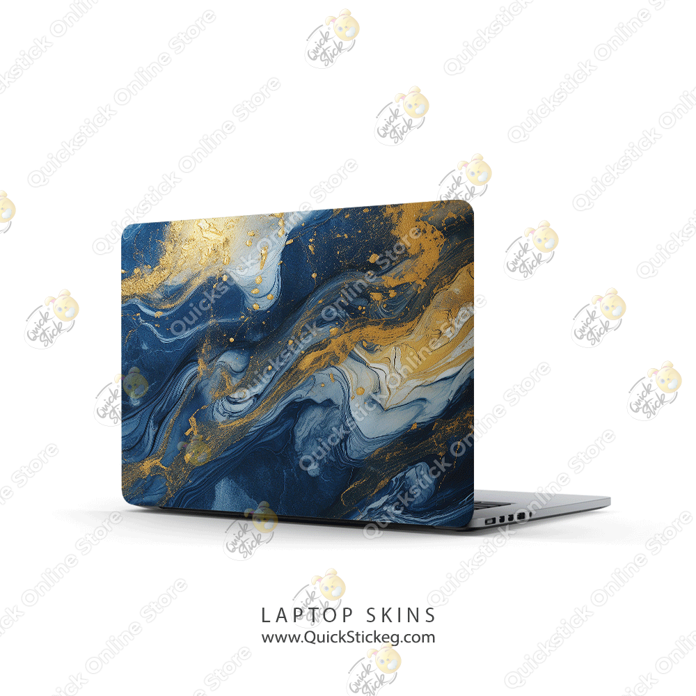 9 Gold Blue Marbles - الصورة 1